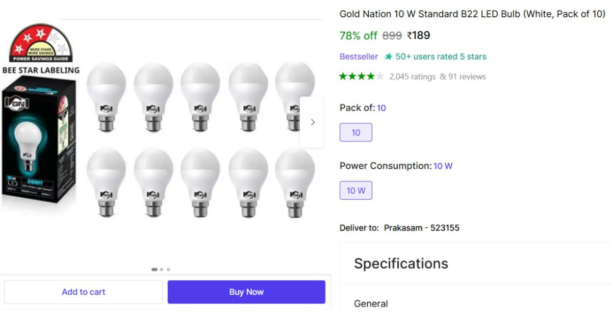 W Led Bulb (pack Of 10) 189 – Best Price in India