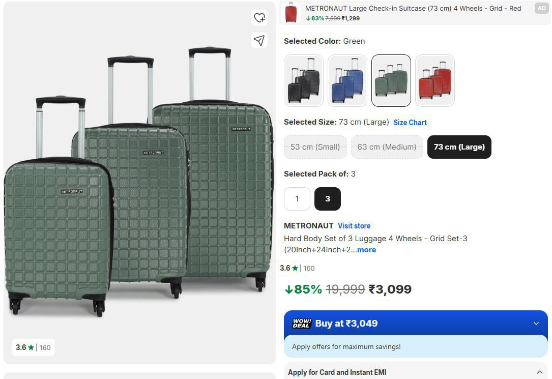 Set Of 3 Luggage 3099 – Best Price in India