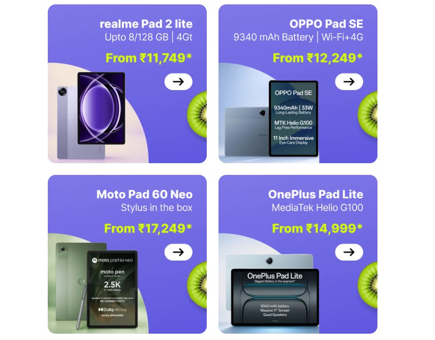 Top Tablet Deals Of The Saleoneplus Pad Go 2 From 24 999 Lenovo Idea Tab Pl