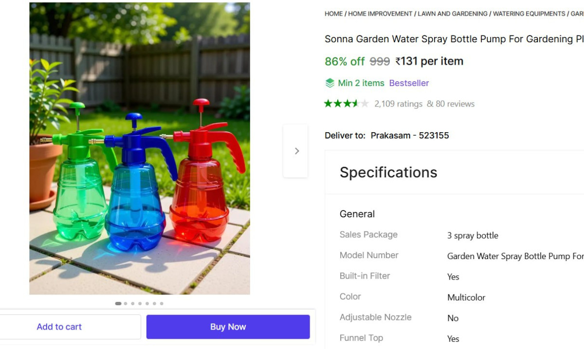 L Water Spray Bottle For Gardening 131 – Best Price in India