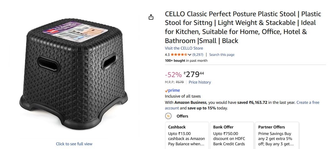 Cello Perfect Posture Plastic Stool 279 – Best Price in India