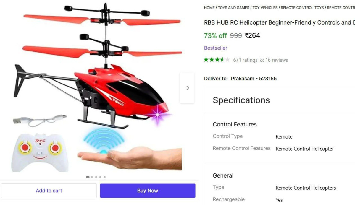 Remote Control Helicopter At 264 – Best Price in India