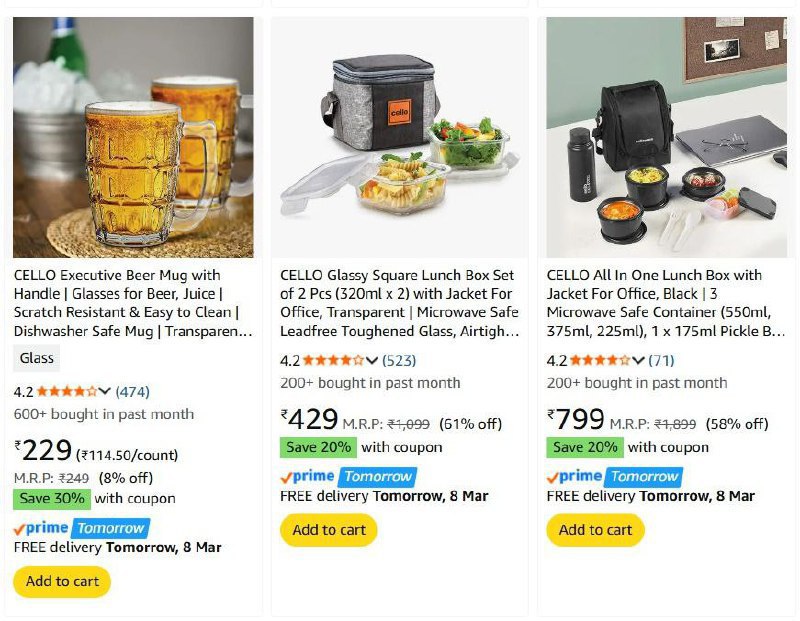 Apply Coupons 30 On Cello Products – Best Price in India