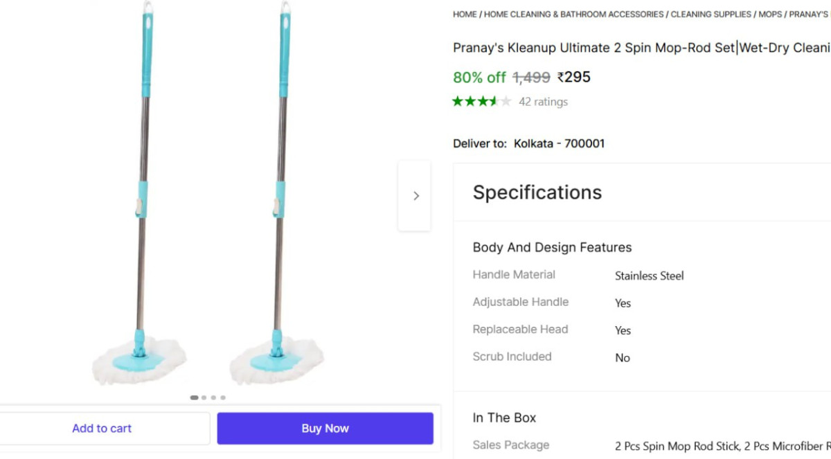 Pack Of 2 Spin Mop Stick 295 – Best Price in India