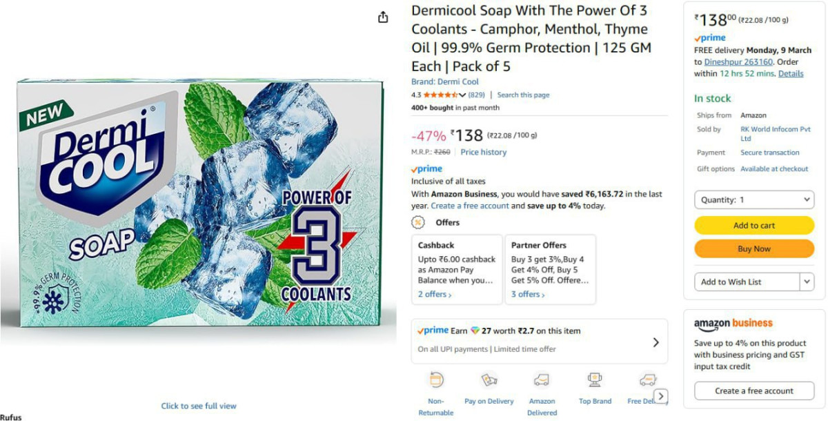 Dermicool Soap Pack Of 5 138 – Best Price in India