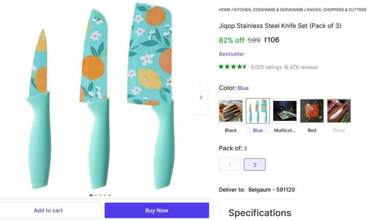 Loot Stainless Steel Knife Set (pack Of 3) 106 – Best Price in India