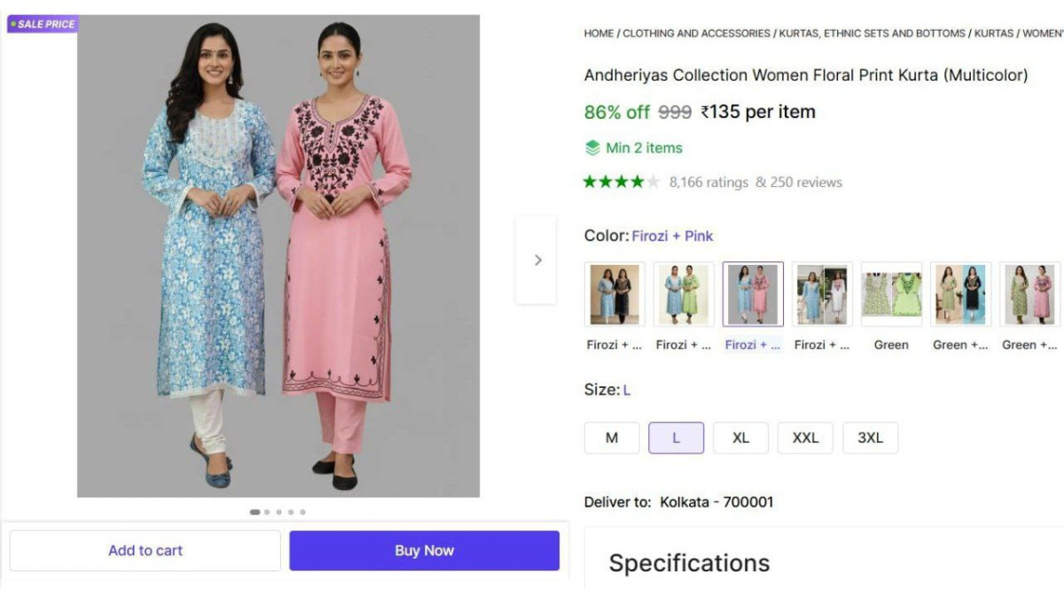 Women Floral Print Kurta 135 Min 2 Buy – Best Price in India