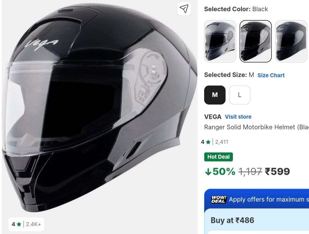 Vega Motorcycle Helmet 599 – Best Price in India