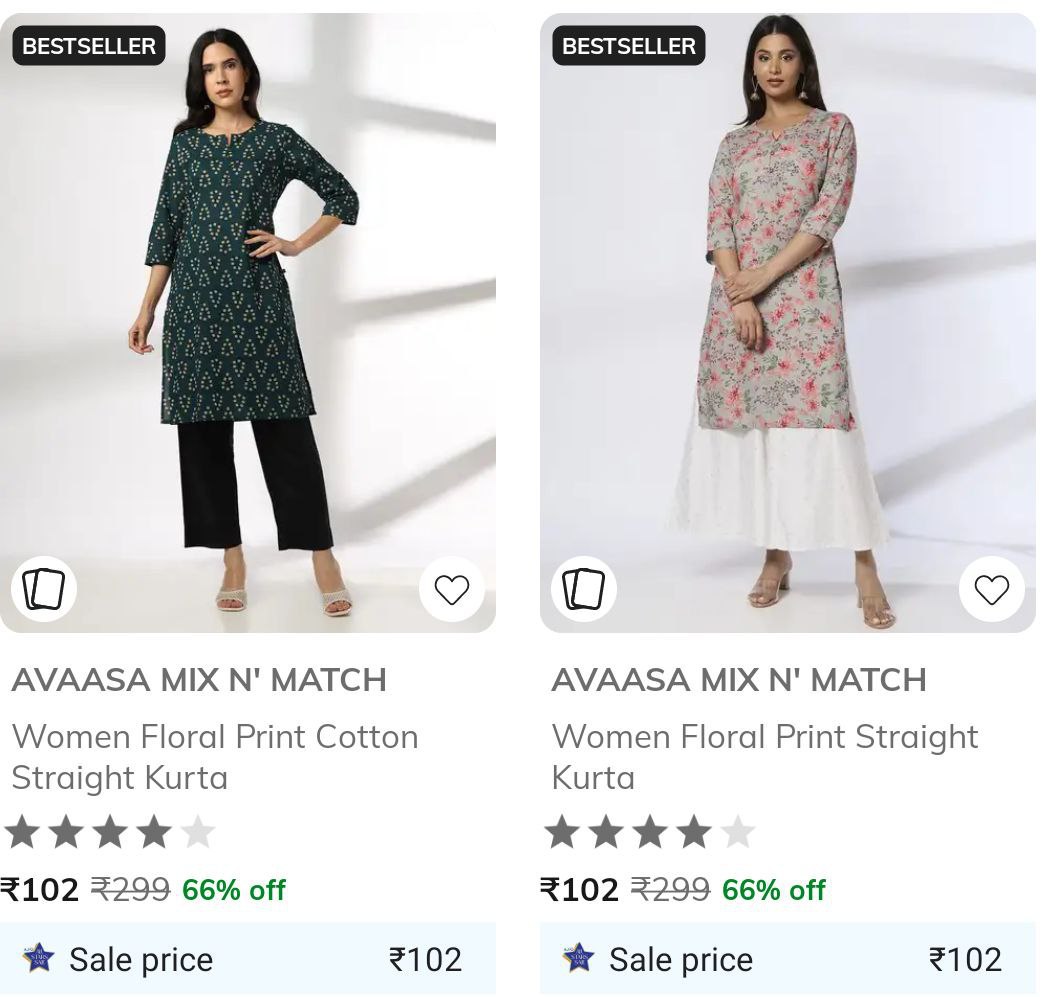 Ajio Loot Women S Kurta Starts At 102 – Best Price in India