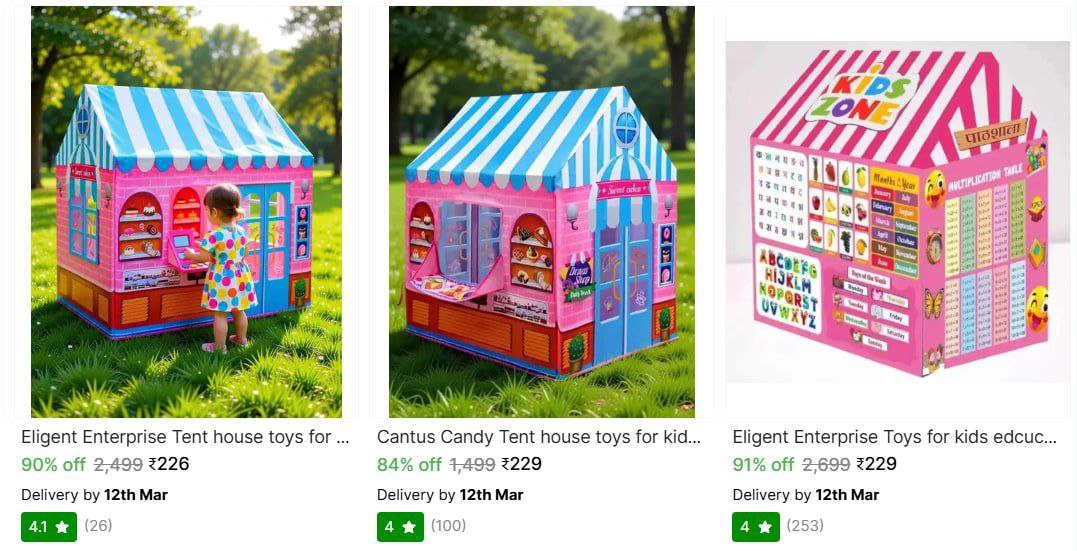 Big Size Tent House For Kids From 226 – Best Price in India