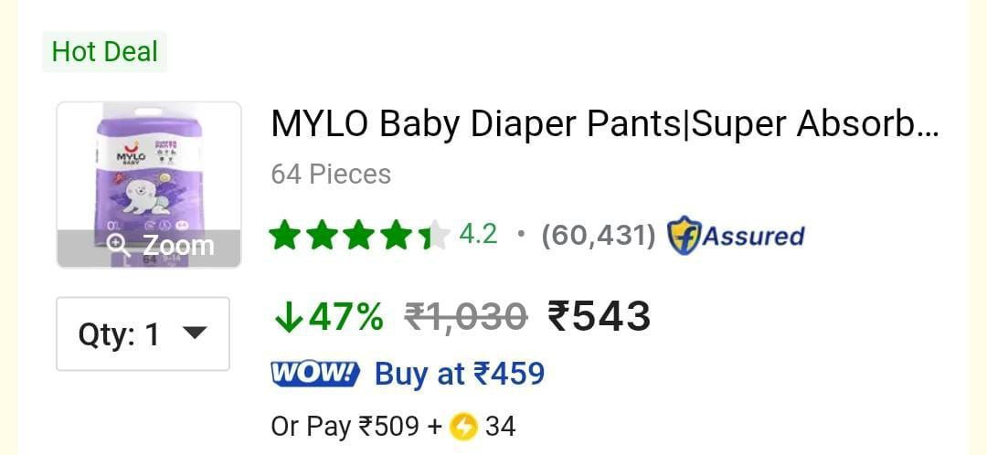 Grab Mylo Baby Diaper Pants (l 64 Pieces) 543get Extra 10 On All Mylo Baby 
