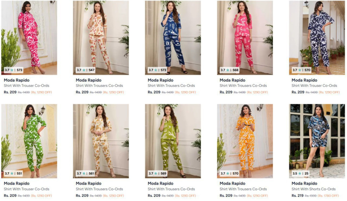 Moda Rapido Co Ords Starts 209 – Best Price in India