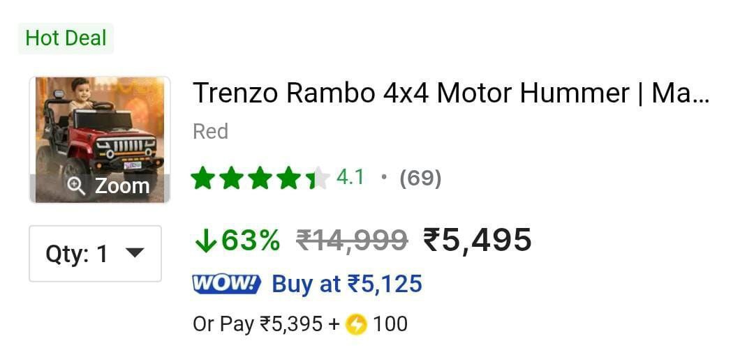 Grab 4x4 Hummer Battery Operated Ride On Car 5495extra Discount Using Sbi C