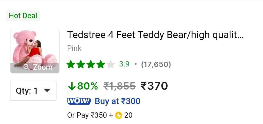Loot 4 Feet Teddy Bear 370 – Best Price in India