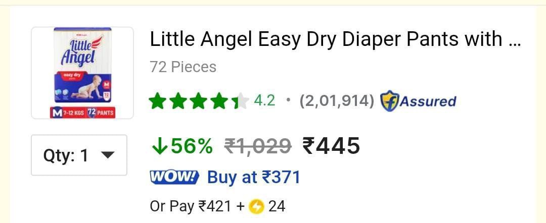 Lowest Little Angel Easy Dry Diaper Pants (m 72 Pieces) 445offer Live Extra