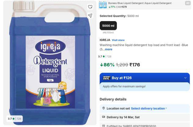 Loot Washing Machine Liquid Detergent 5l 176 Buy Max – Best Price in India