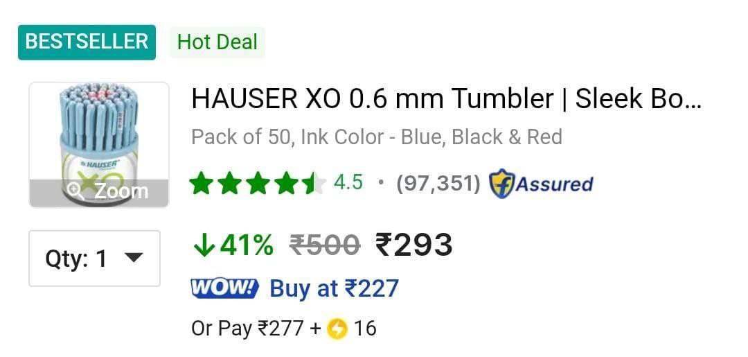 Lowest Hauser Smooth Writing Ball Pen (pack Of 50) 293 – Best Price in Indi