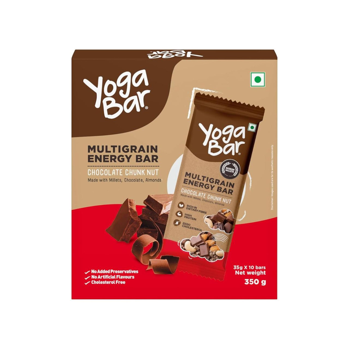 Yogabar Energy Bars Chocolate Chunk Multigrain Energybar Pack Of 10 X 35g E