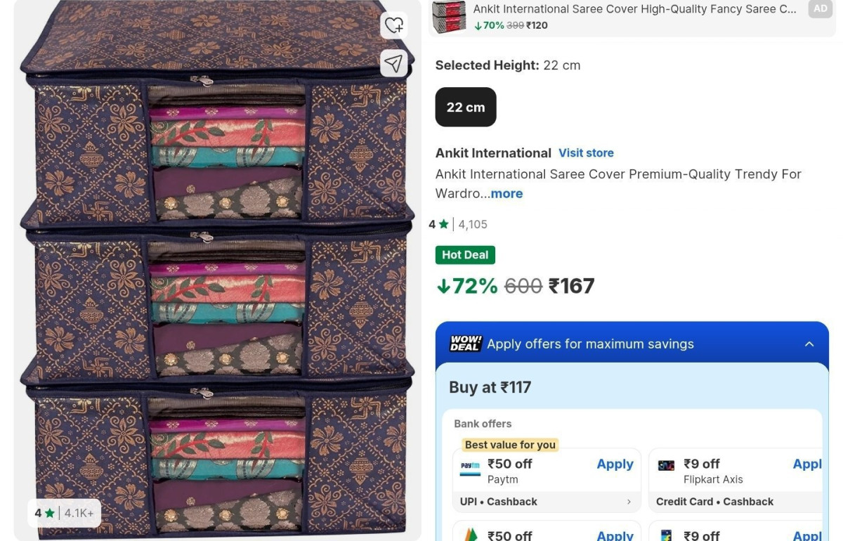 Saree Clothes Storage Bag (pack Of 3) At 167 More Deals Click Here Must Rea