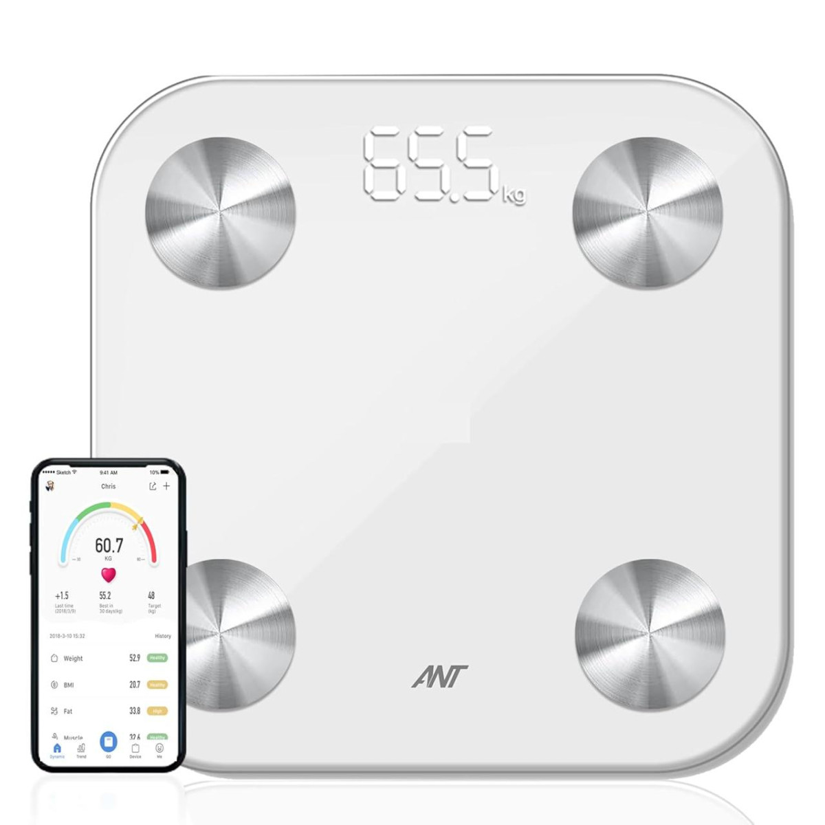 Ant Alpha Smart Scale For Body Weight App Enabled Digital Bathroom Scale Bm