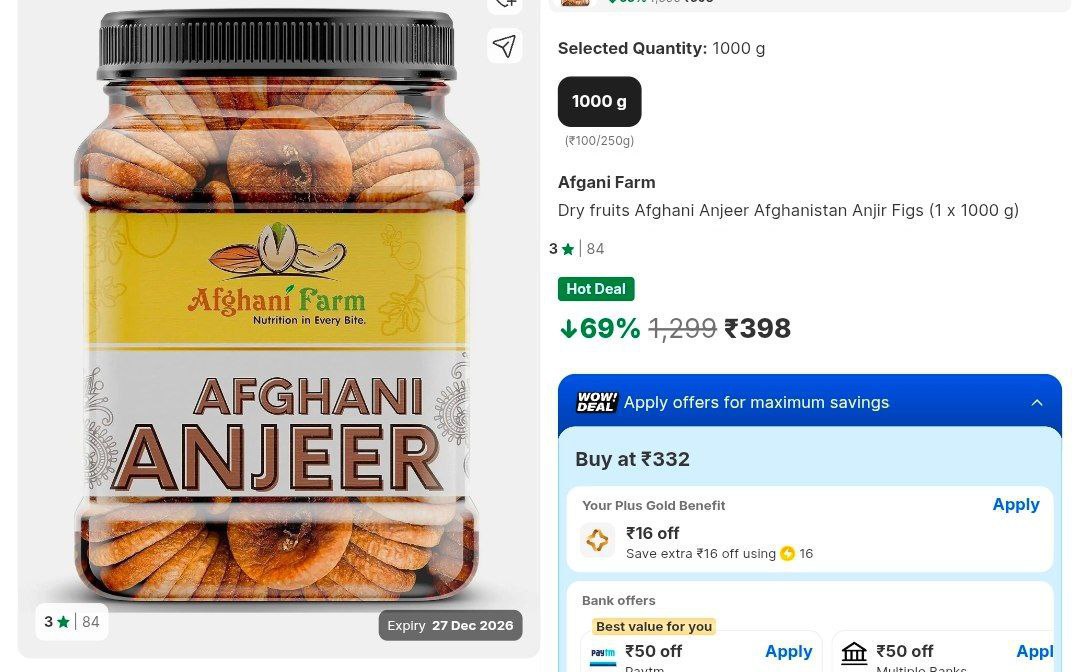 Grab Afghani Anjeer 1kg 398 – Best Price in India