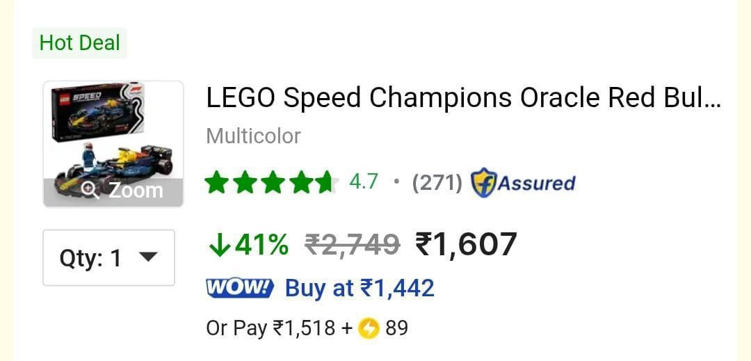 Grab Lego Race Car Vehicle Set (251 Pcs) 1607 – Best Price in India