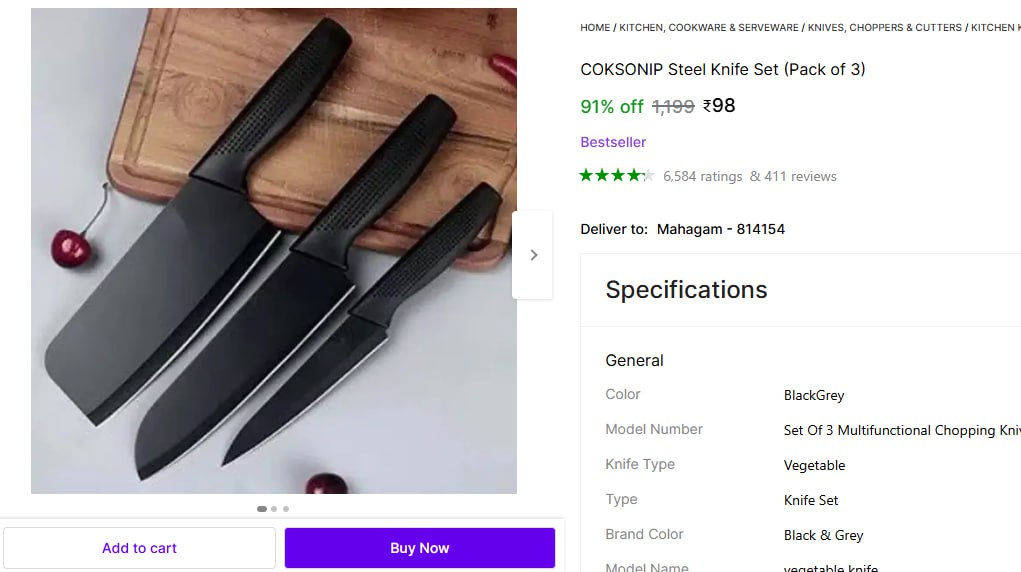 Loot Steel Knife Set (pack Of 3) 98 – Best Price in India