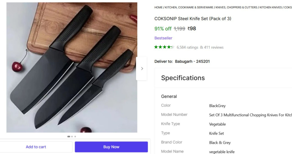 Knife Set (pack Of 3) 98 – Best Price in India