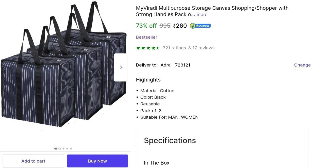 Storage Shopping Bag (3pcs) At 260 – Best Price in India