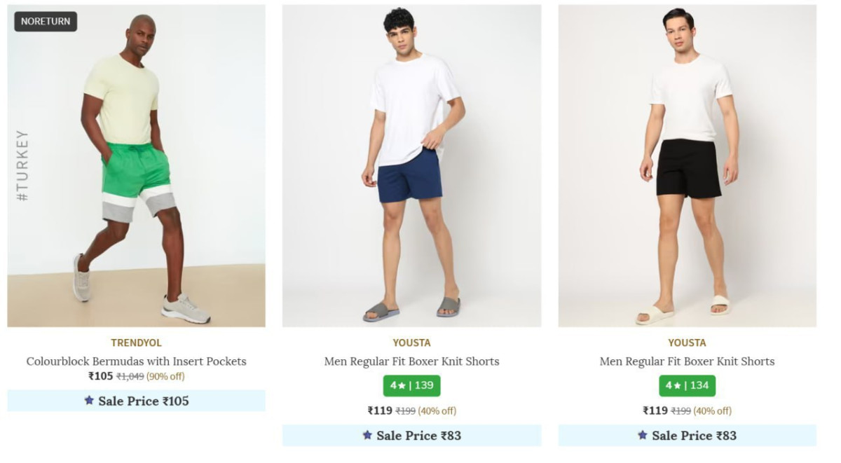 Ajio Men S Shorts From 105 – Best Price in India